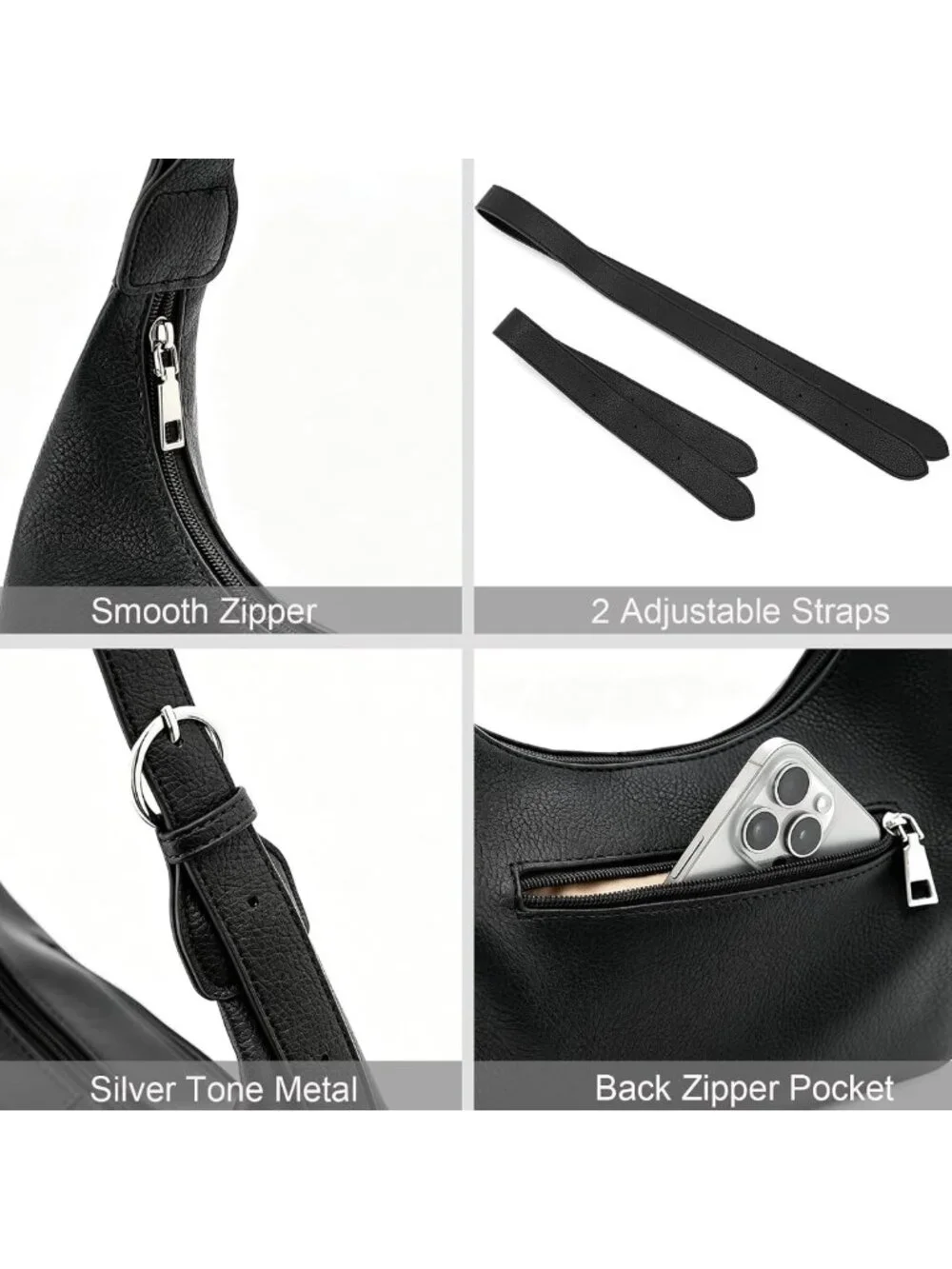 Soft Vegan Leather Hobo Bag for Women | Slouchy Crescent Shoulder Tote